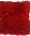 Red mongolian fur pillow square