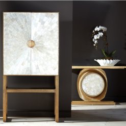 Opera console table with matching bar cabinet.