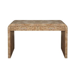 Burl wood desk in a light finish