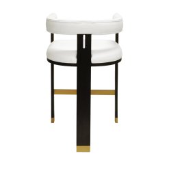 Luxe White Linen Tall Bar Chair Backside