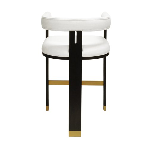 Luxe White Linen Tall Bar Chair Backside