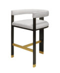 Luxe White Linen Tall Bar Chair side