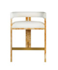 Burl Wood Bar Chair - White Linen