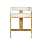 Burl Wood Bar Chair - White Linen