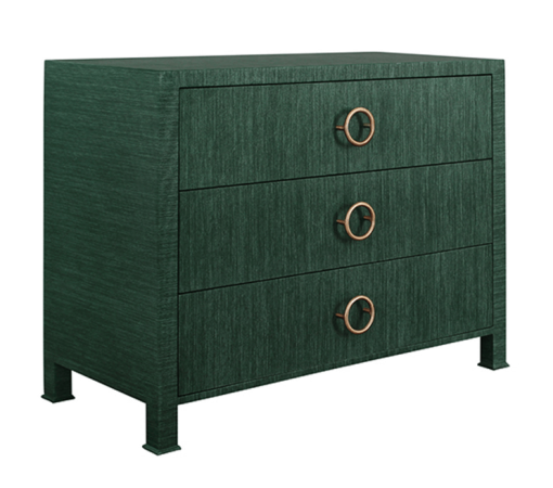 Getty cabinet - green grasscloth product shot angled view