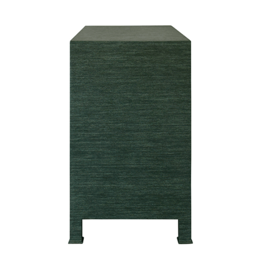 Getty cabinet - green grasscloth product side view