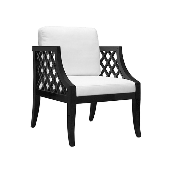 Lattice side chair in black lacquer