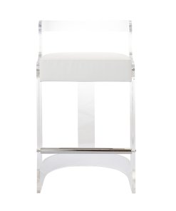 Malone white counter stool front view.
