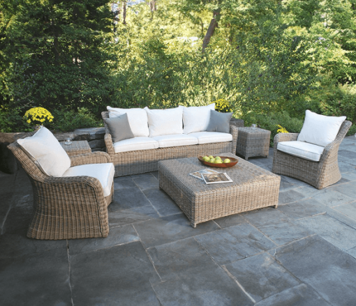 Sag Harbor lifestyle with lounge chairs and sofa.