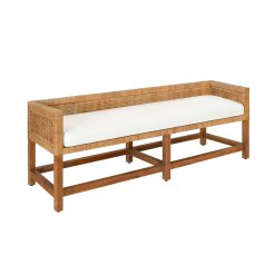 Monterey low back Cane bench angled view
