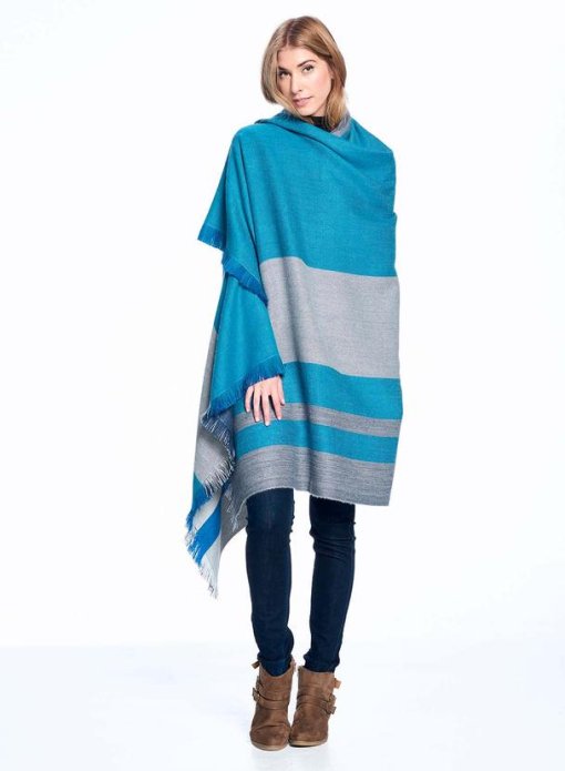 Blue Nile Alpaca Throw wrapped around