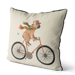 French Bulldog on bike cream side view