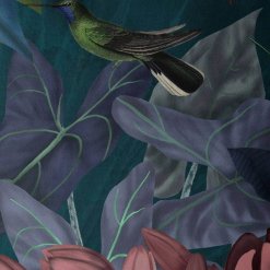 Hummingbird Garden 1 pillow closeup