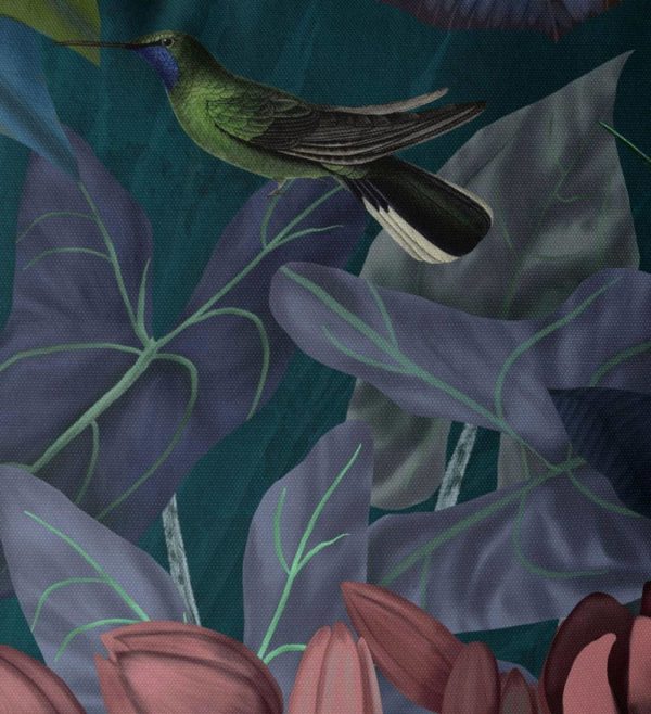 Hummingbird Garden 1 pillow closeup