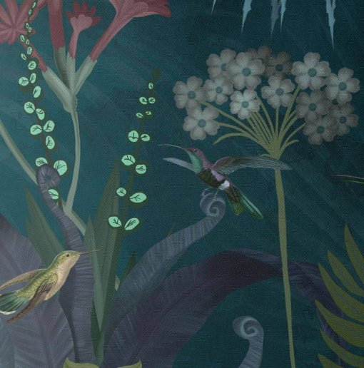 Hummingbird Garden 2 pillow closeup