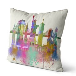 New York Cityscape in watercolor side view.