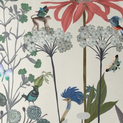 Ostrich & Wildflower Pillow close up