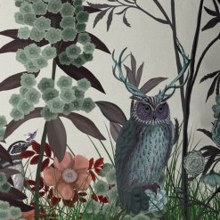 Owl Wildflower Pillow closeup
