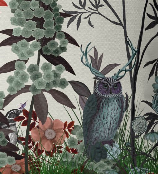 Owl Wildflower Pillow closeup