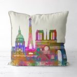 Paris Skyline in watercolor pillow