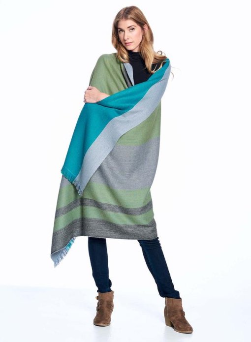 Weeping Willow Alpaca Throw wrapped around