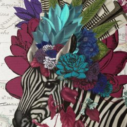 African Zebra pillow in pink closeup