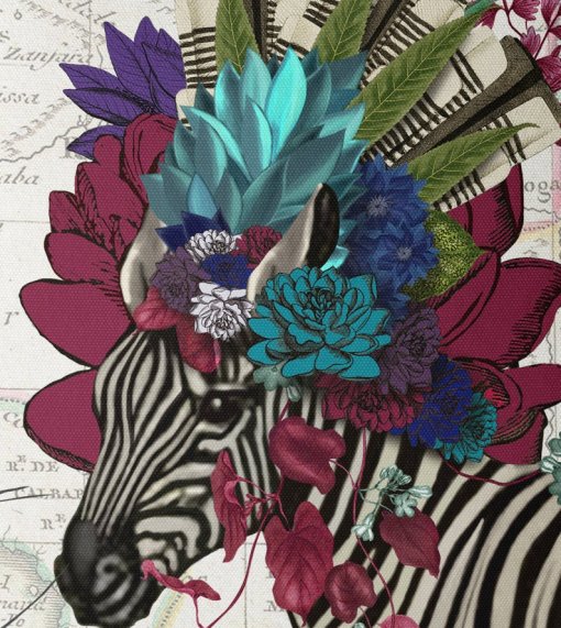 African Zebra pillow in pink closeup