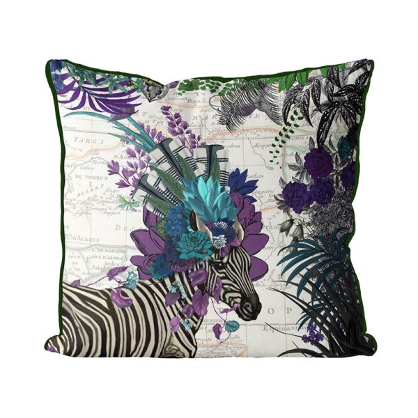 Zebra African Pillow purple front view