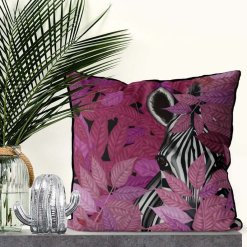 Zebra in Pink Leaves Pillow set