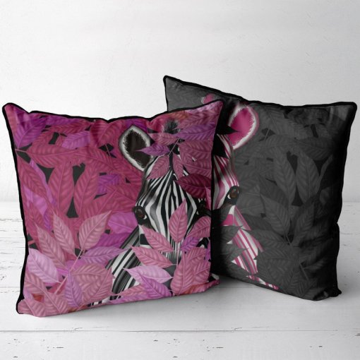 Zebra in Pink leaves and Zebra in black leaves