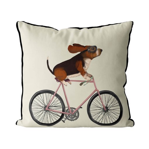 Basset Hound on Bike cream background