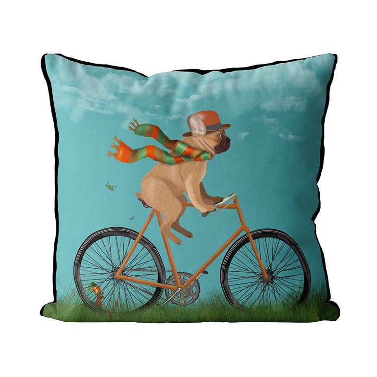 French Bulldog on bike pillow