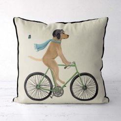 Yellow Labrador on Bike cream front