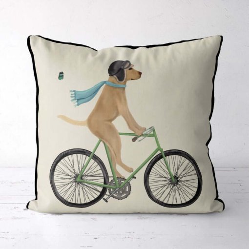 Yellow Labrador on Bike cream front