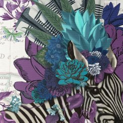 Zebra African Pillow purple closeup