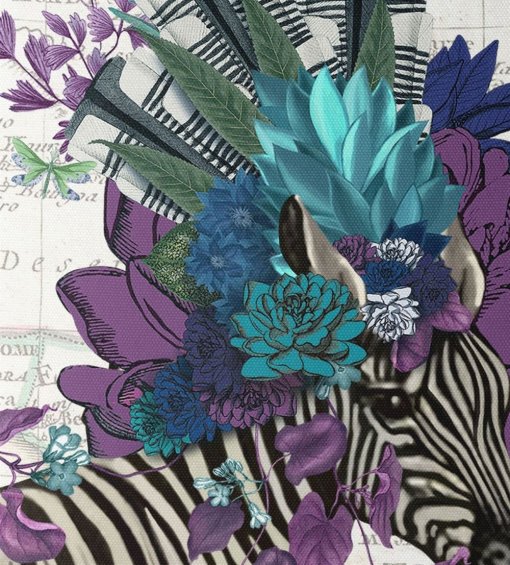 Zebra African Pillow purple closeup