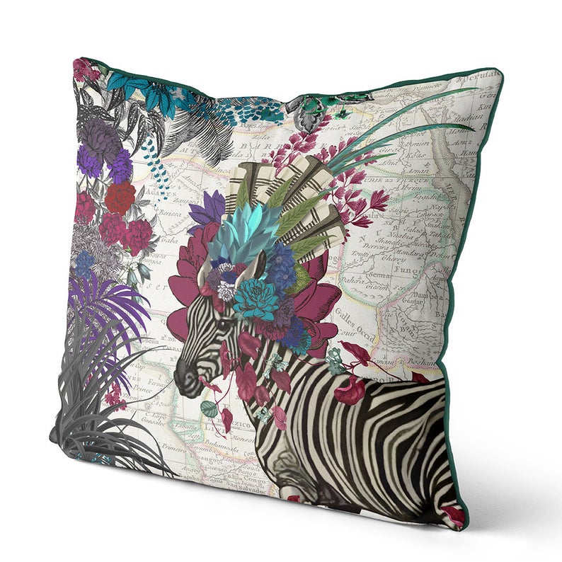 African Zebra pillow in pink