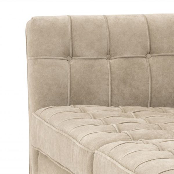 Button Stitched Griege Sofa Closeup