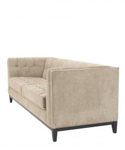 Button Stitched Griege Sofa side angle