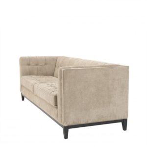 Button Stitched Griege Sofa side angle