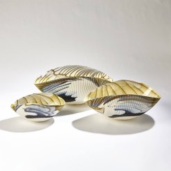 Amber filigree glass bowls set of 3 sizes grouped