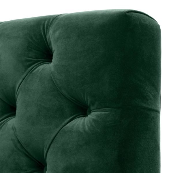 Castelle green sofa closeup of button tufts