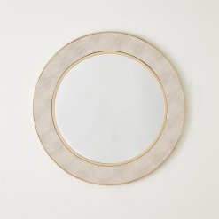 Faux shagreen ivory mirror