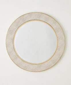 Faux shagreen ivory mirror