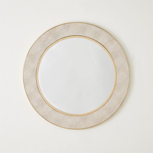 Faux shagreen ivory mirror