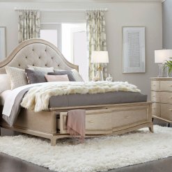 Starlite bed with upholstered headboard and storage in footboard set.