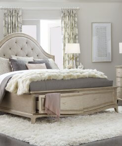 Starlite bed with upholstered headboard and storage in footboard set.