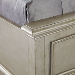Aged Silver Bed Footboard close up