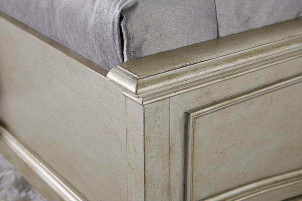 Aged Silver Bed Footboard close up
