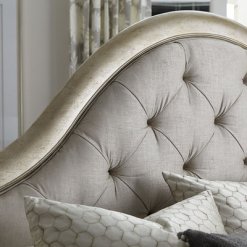 Aged Silver Upholstered Headboard closeup